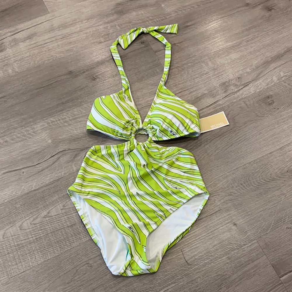 MICHAEL KORS | Women's Printed O-Ring Cutout One-Piece Swimsuit